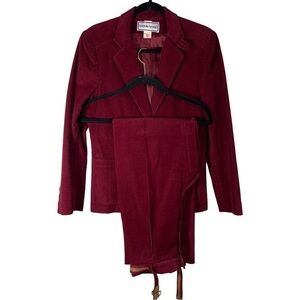 Bobbie Brooks Blazer Suit Jacket Women's Corduroy Maroon Vintage Work Office
